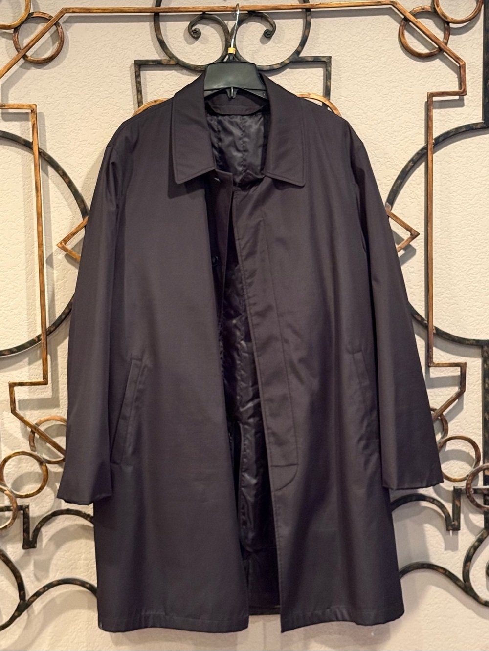 Perry Ellis Dark Black Single-Breasted Trench Coat